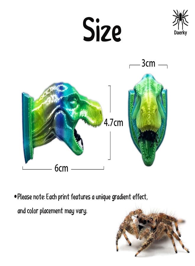 Daerky Jumping Spider Hide,3D Printed Dinosaur Head - A Fun Habitat for Jumping Spiders, Small Reptiles, and Small Pets, Suitable for Home Decor with Animal Enclosures (Mixed Color) - Image 3
